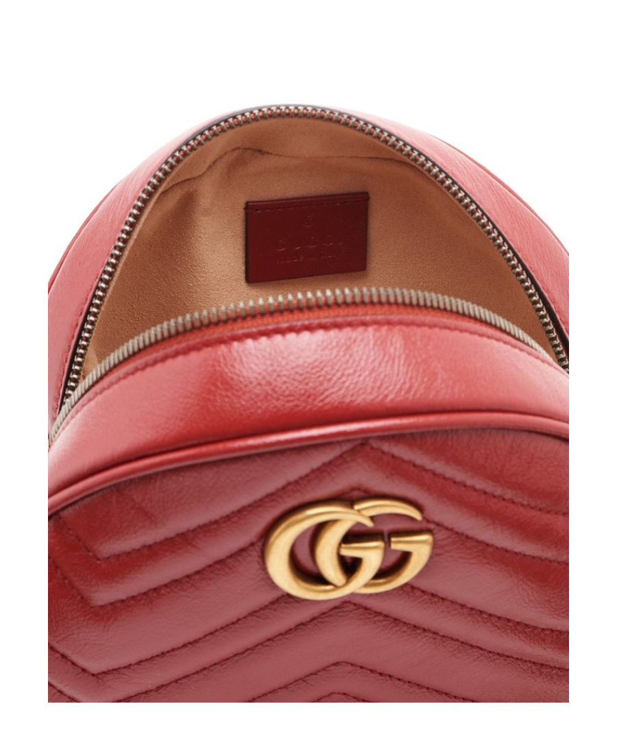 Gucci Gg Marmont Mini Leather Round Shoulder Bag In Red