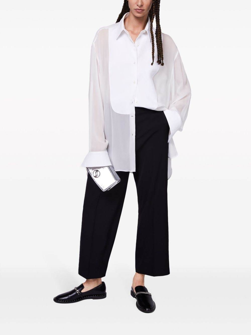 Shop Stella Mccartney Wide-leg Wool Trousers In Black