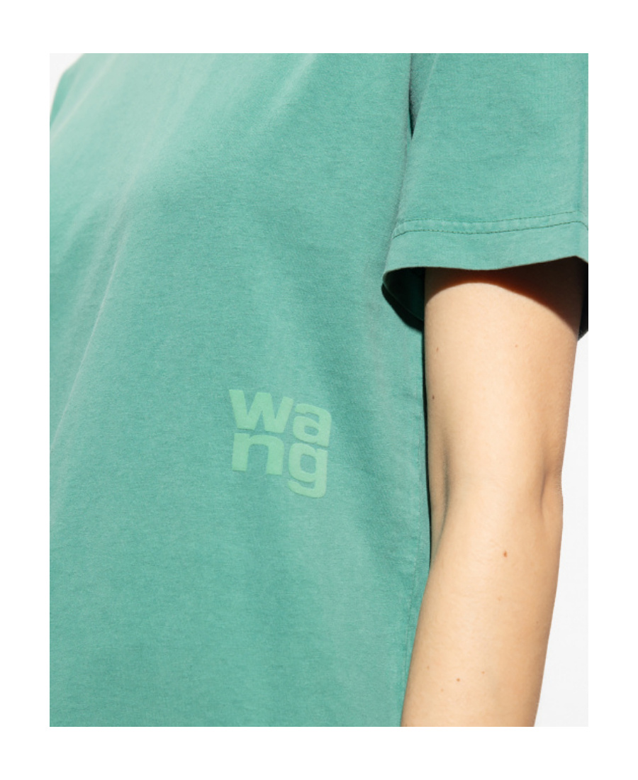 Alexander Wang T Logo-print Round-neck T-shirt In Green