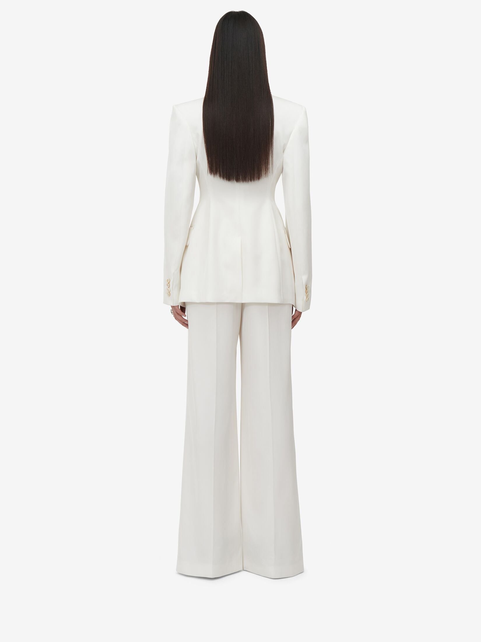 Alexander Mcqueen High Waist Wide-leg Trousers In White