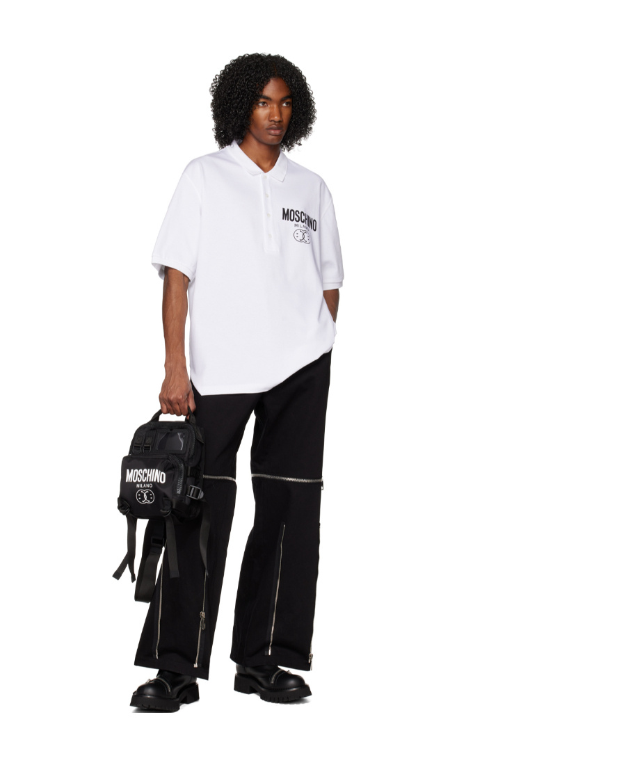 Moschino Logo Short-sleeved Polo Shirt In White
