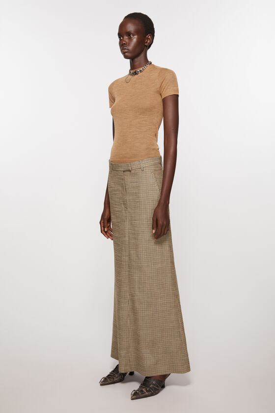 Acne Studios Checked Maxi Skirt In Nude