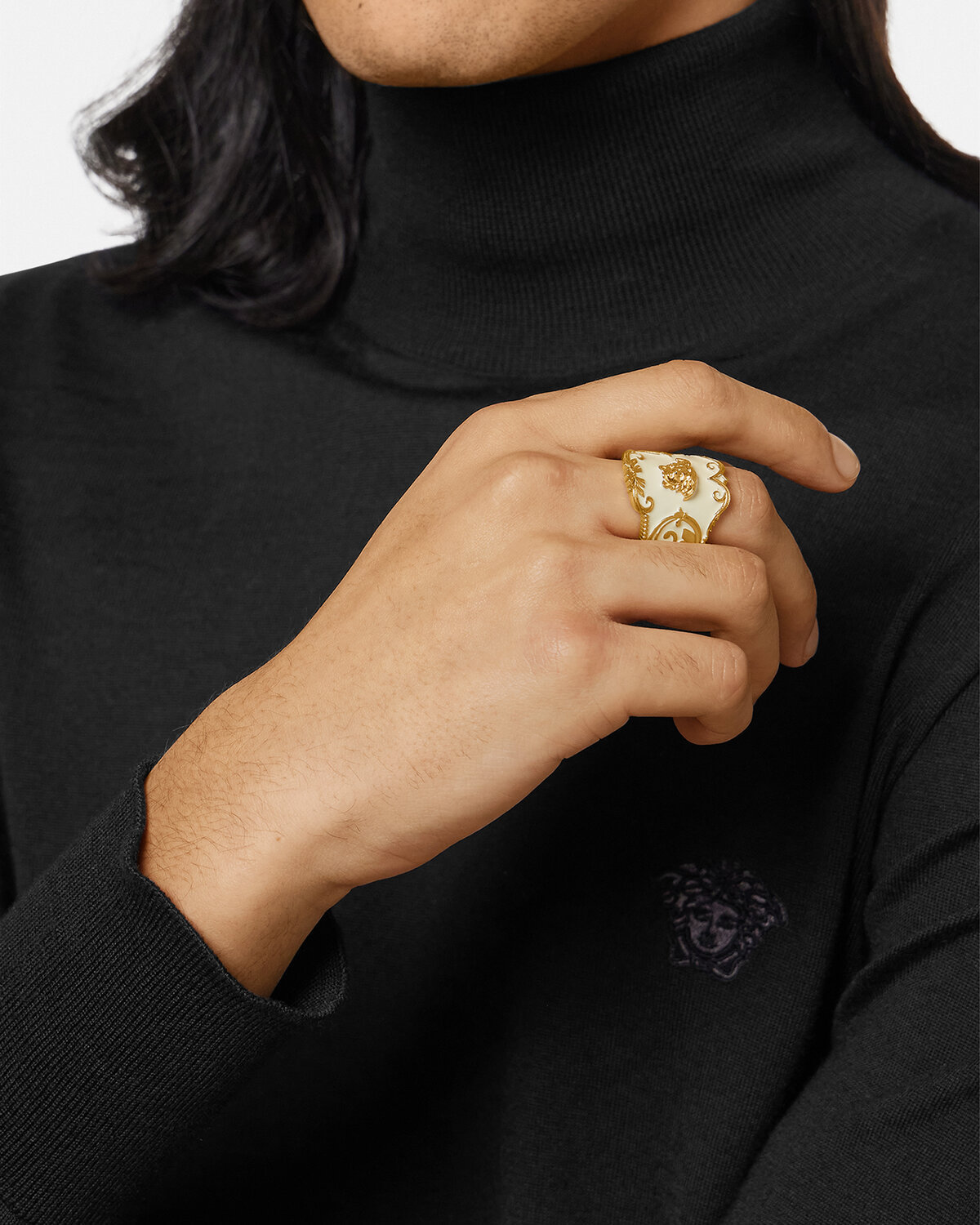 Versace Open Ring In White