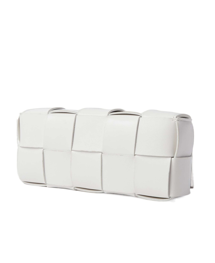 Bottega Veneta Cassette Chain Shoulder Bag In White
