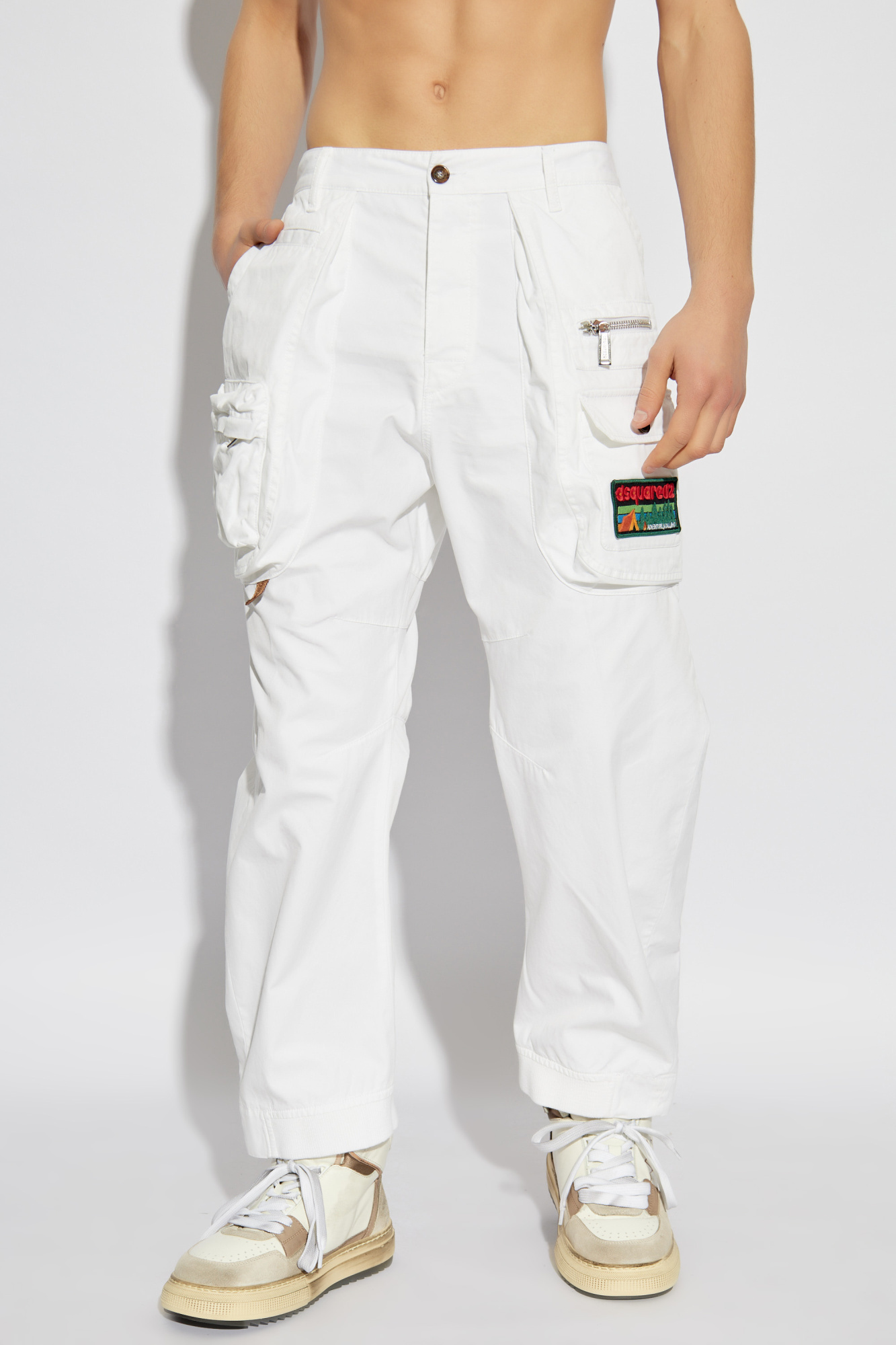 Dsquared2 Tapered Cargo Trousers In White
