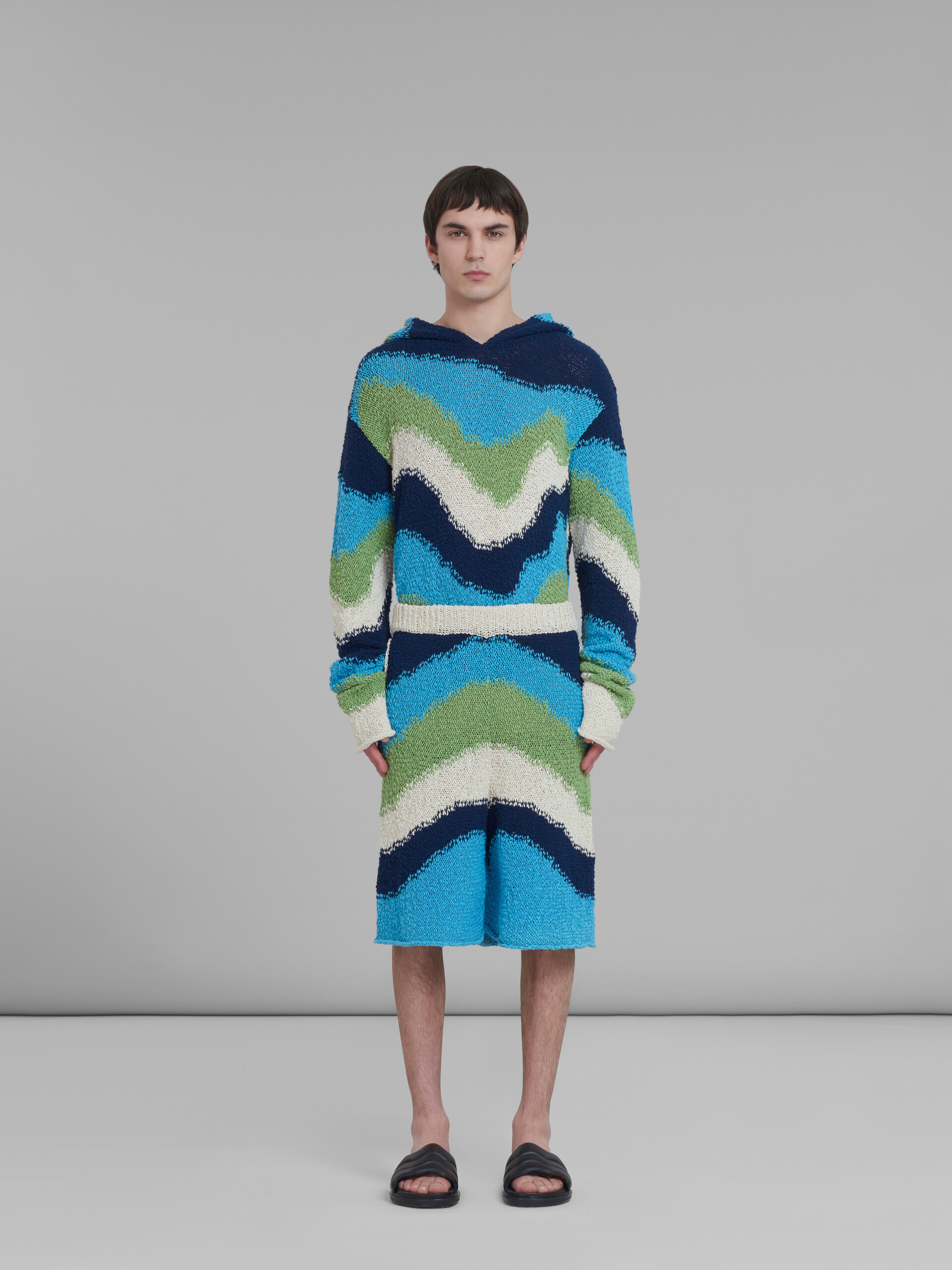 Marni Blue Intarsia Shorts In Blue