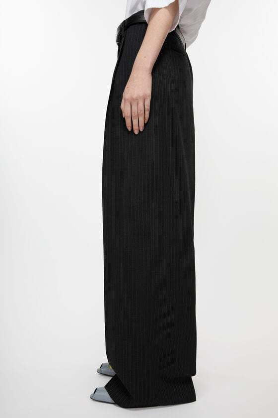 Acne Studios Pinstripe-print Wide-leg Trousers In Black