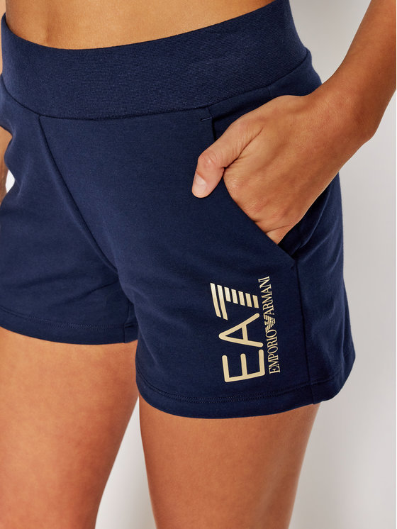 Shop Ea7 Logo Detail Shorts In Blue