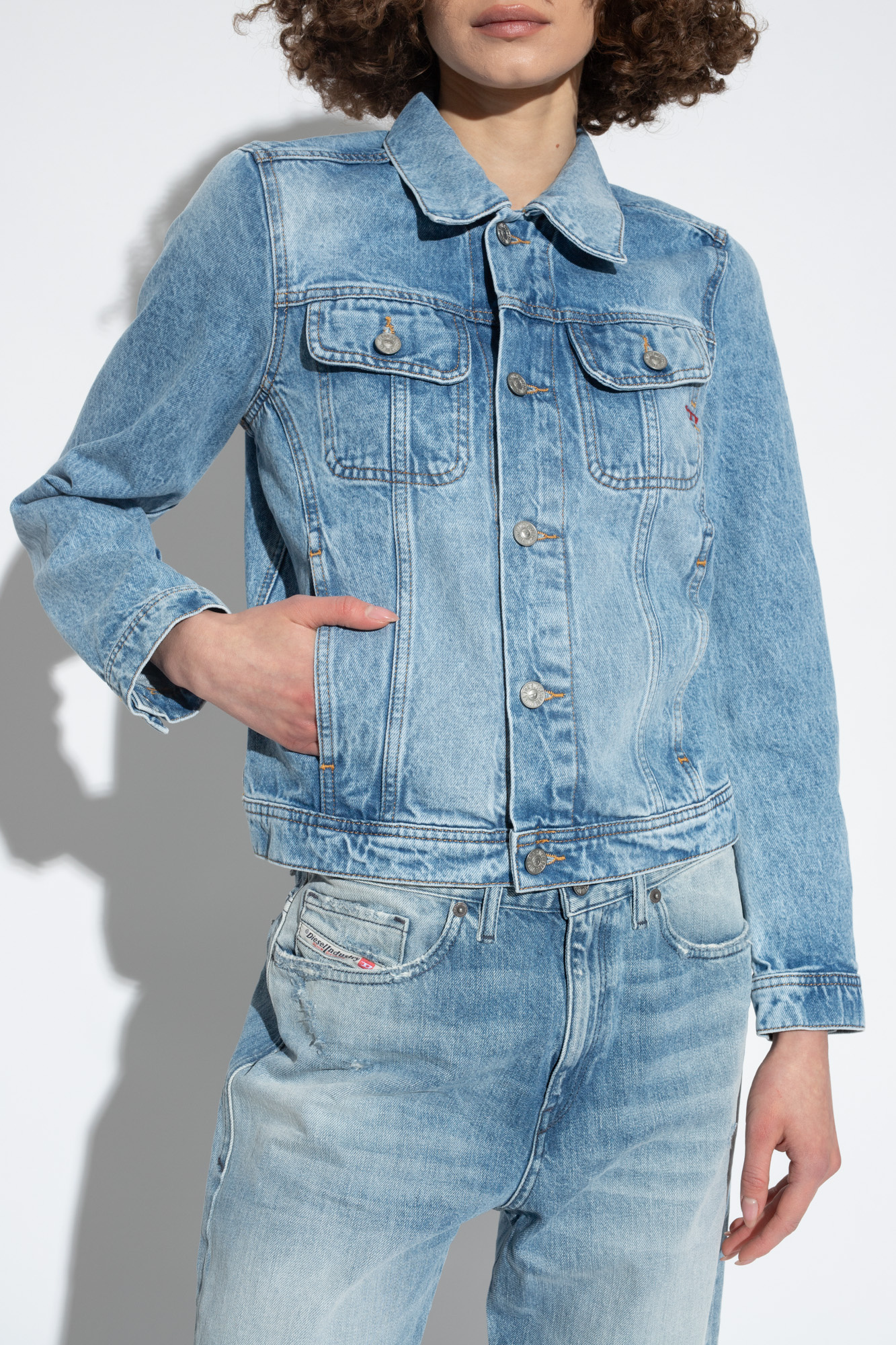 Diesel Trucker Jacket In Denim In Blue