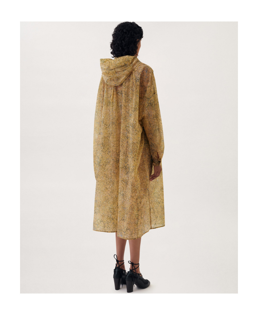 Lemaire Mantel Sheer Printed Raincoat In Nude
