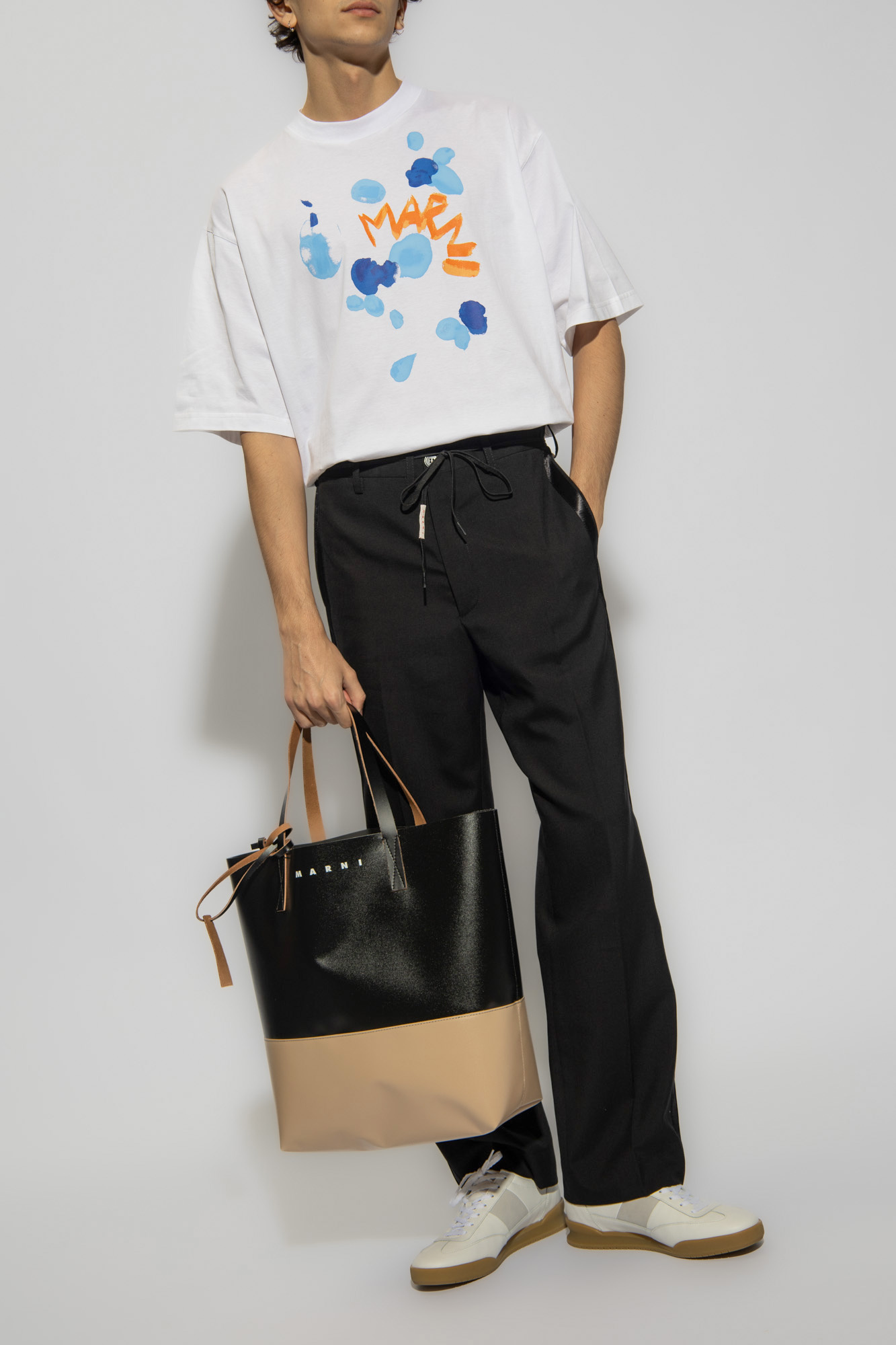 Marni Satin-stripe Trim Trousers In Black