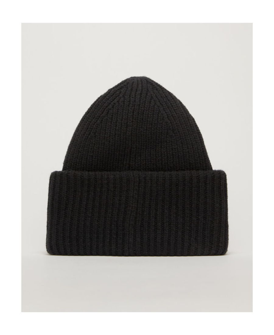 ACNE STUDIOS FACE PATCH RIBBED BEANIE