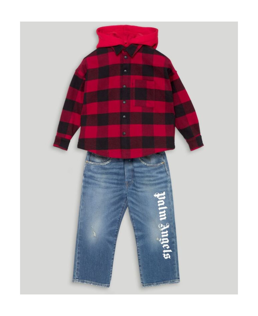 PALM ANGELS PALM ANGELS KIDS LOGO PRINT HOODED OVERSHIRT