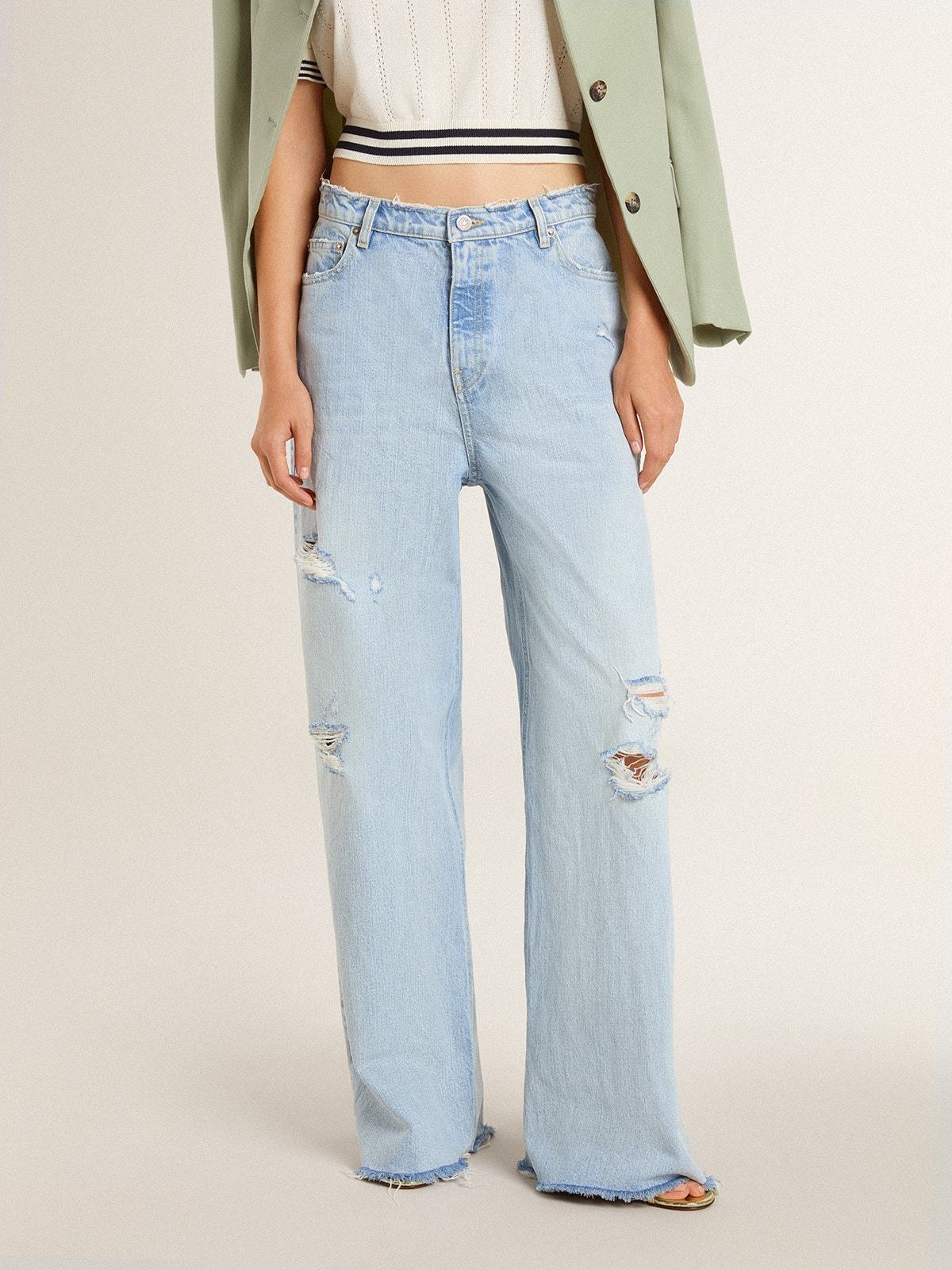 Golden Goose Womens Pants In Lived-in Effect Denim In Blue