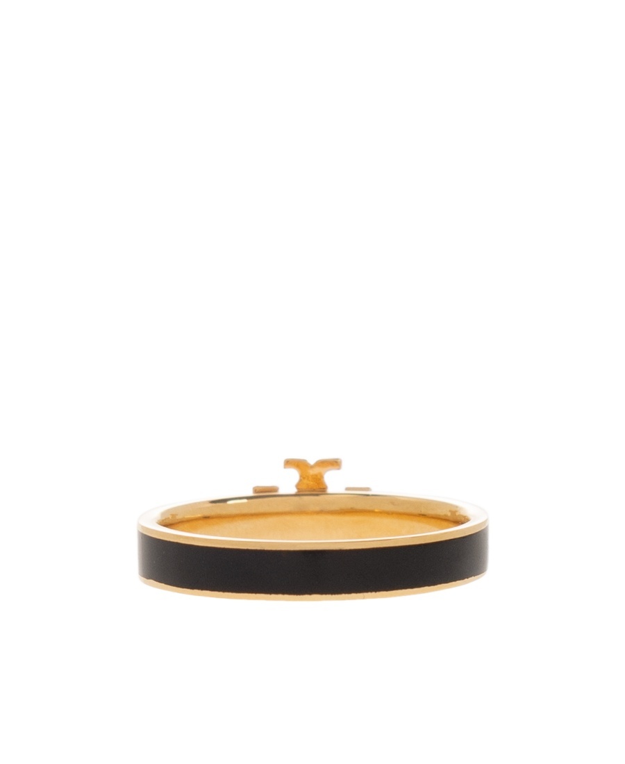 Tory Burch Logo-plaque Ring In Yellow