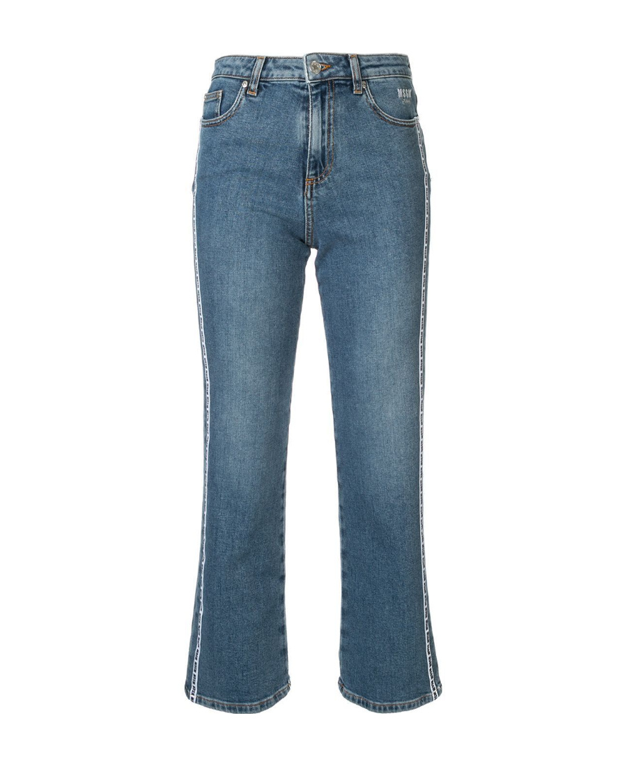 Msgm Logo Detail Jeans In Blue