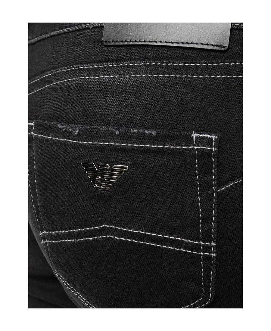 Emporio Armani Elastic Low-rise Jeans In Black
