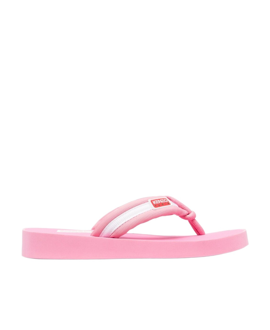Kenzo Logo-patch Striped Flip Flops In Pink