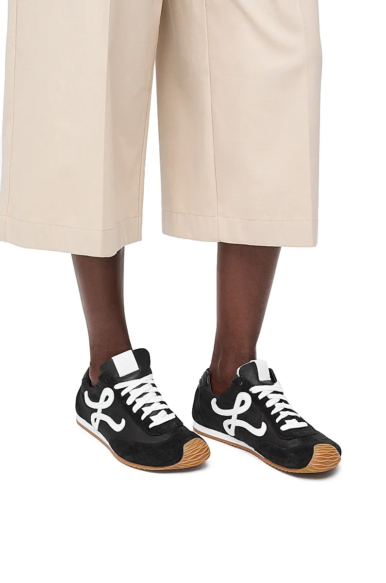 Loewe Women Black Canvas And Suede Ballet Runner 2.0 Sneakers In Black