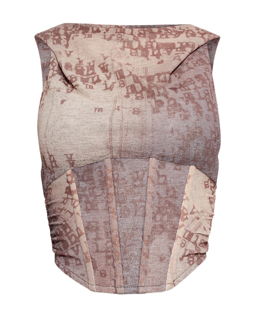 Misbhv Typewriter-print Hooded Sleeveless Top In Nude