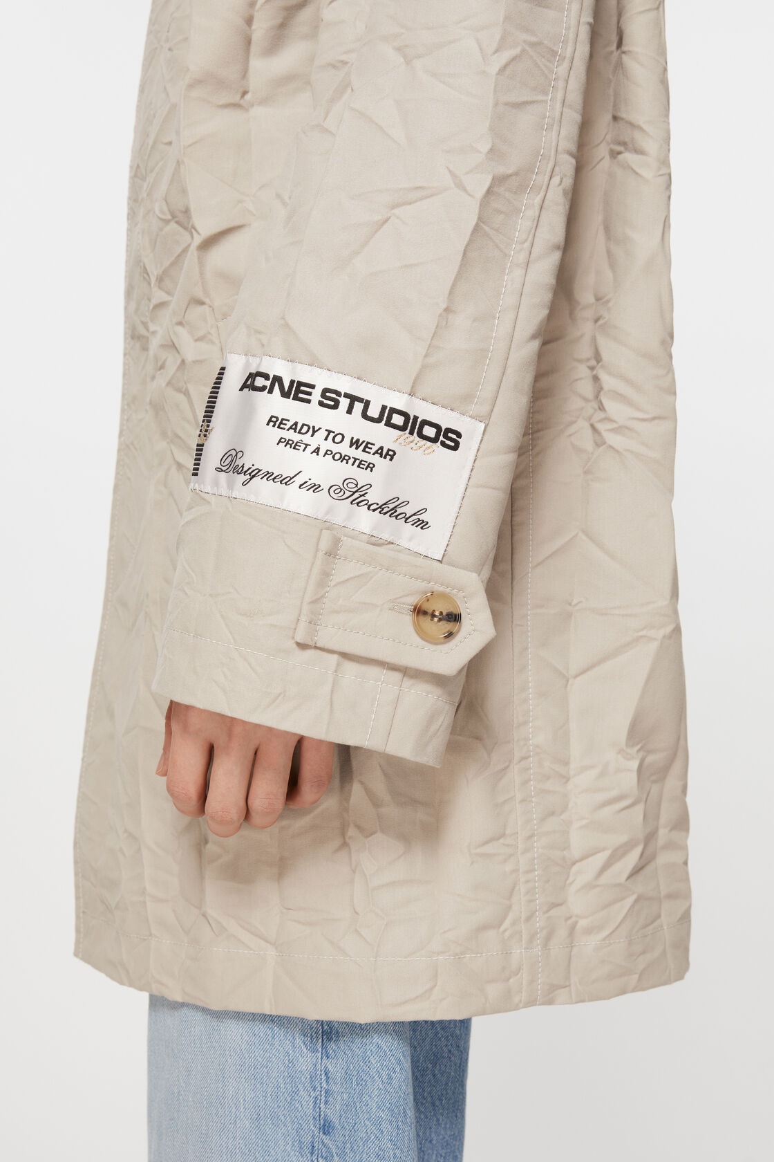 Shop Acne Studios Single-breasted Crinkled Coat In Nude