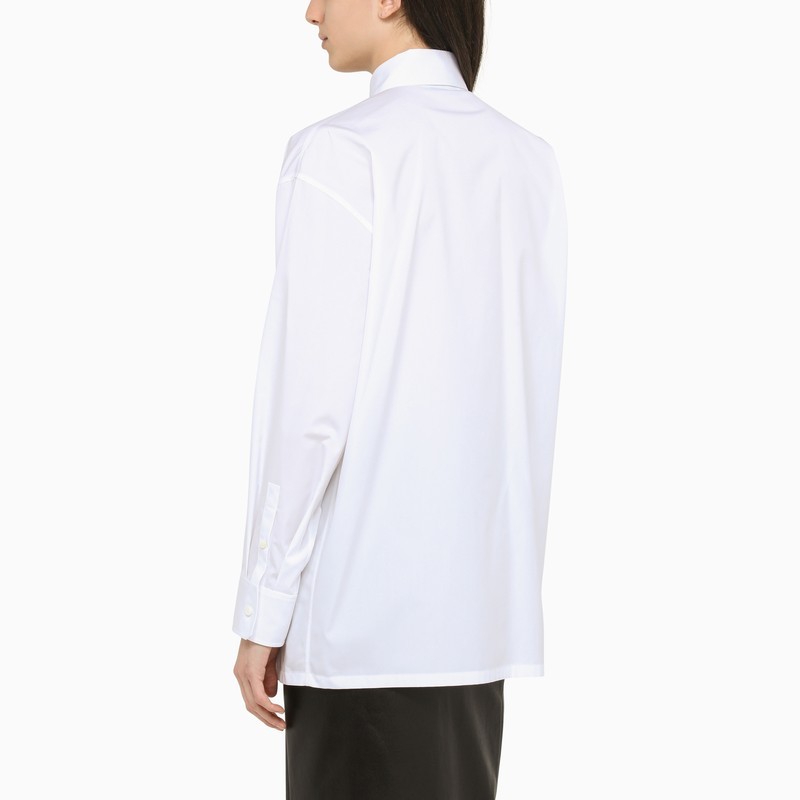 Prada Womens White Logo-plaque Long-sleeve Cotton Shirt In White