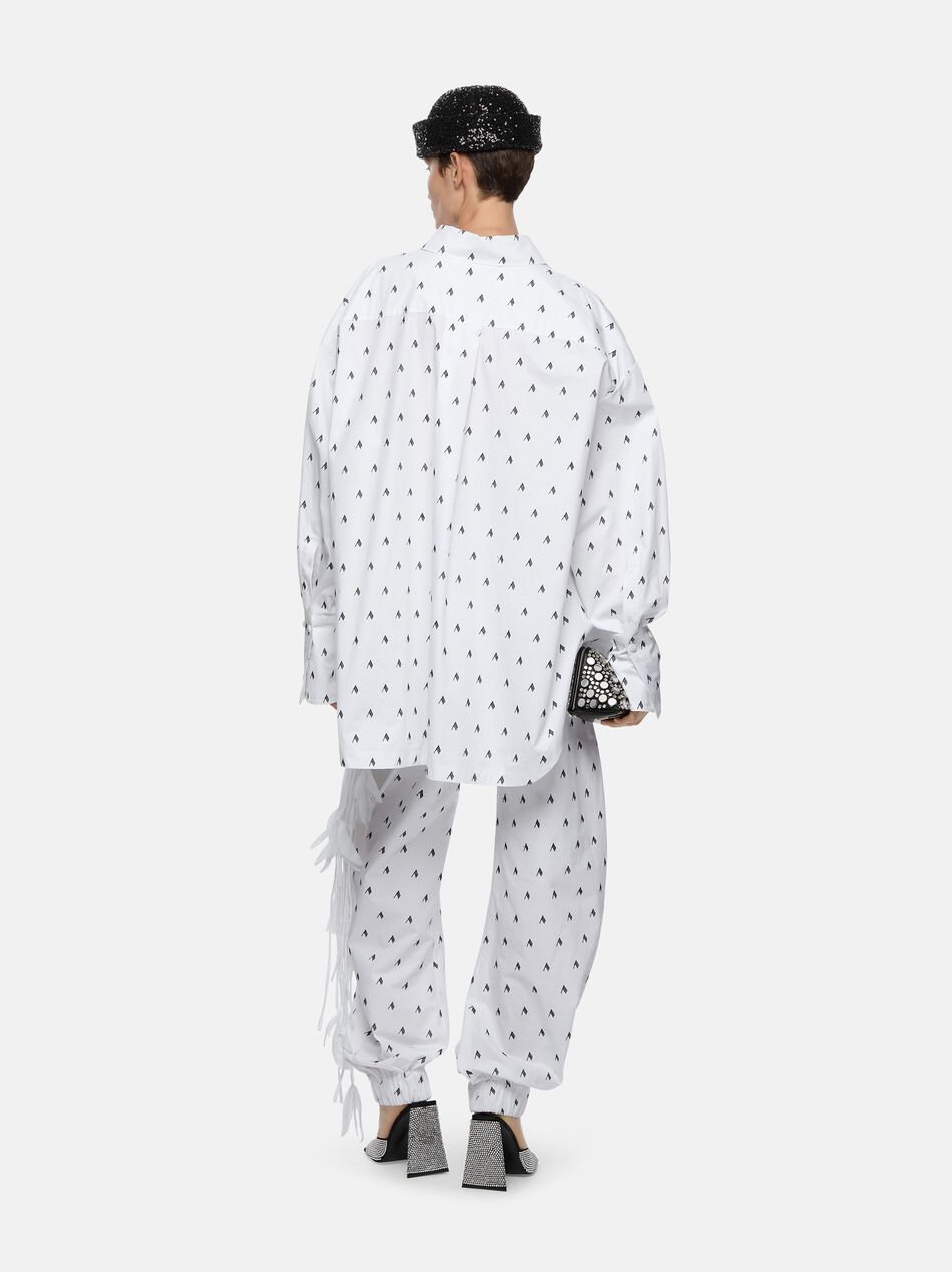 Shop Attico The Rey High Waist Wide Leg Trousers In White