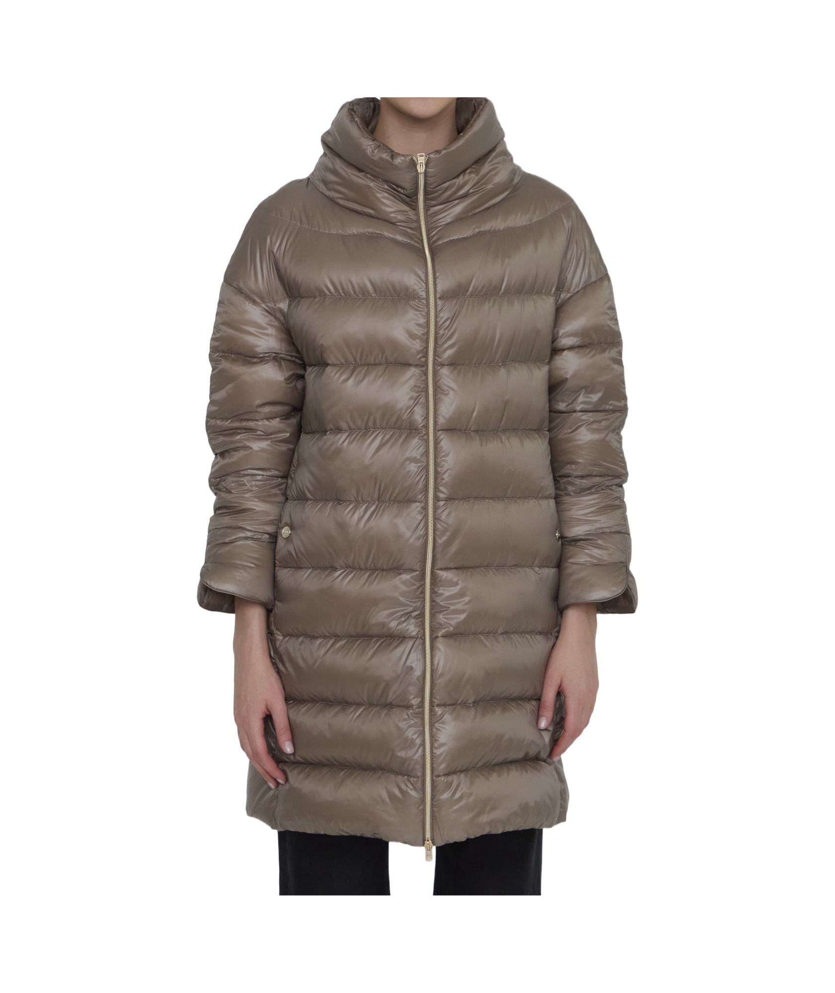 Herno Quilted Down Long Jacket In Gray