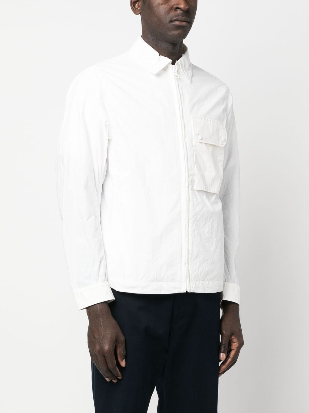Ten C Pocket Zip-up Shirt Jacket In White