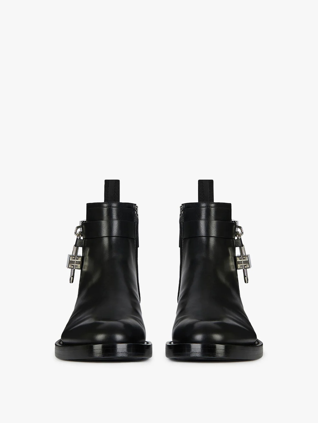 Shop Givenchy Padlock Boots In Leather In Black