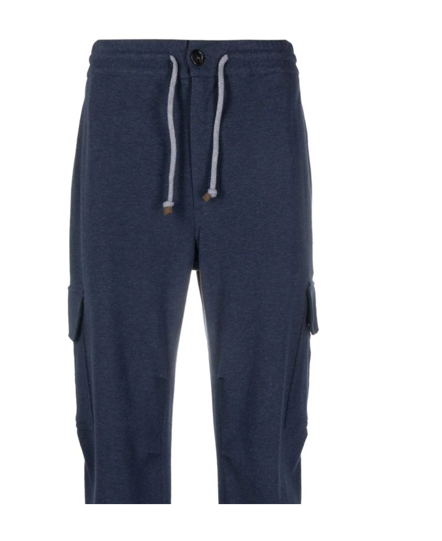 Brunello Cucinelli Drawstring Cotton Track Pants In Black