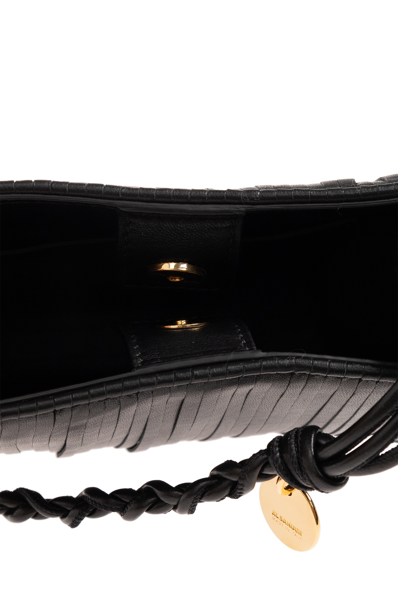 Jil Sander Small Tangle Fringe Cross Body Bag In Black