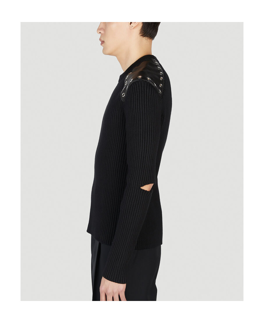 Alexander Mcqueen Eyelet Embellished Jumper In Black