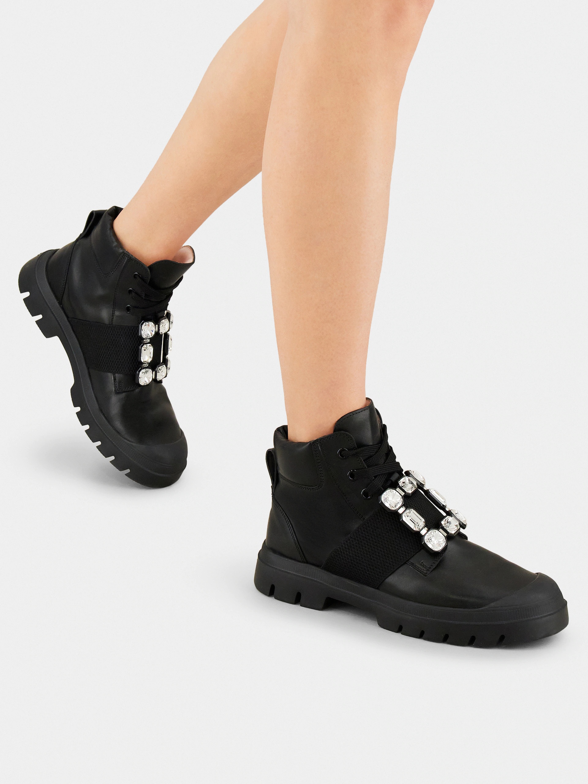 Roger Vivier Tie Buckle Boots In Black