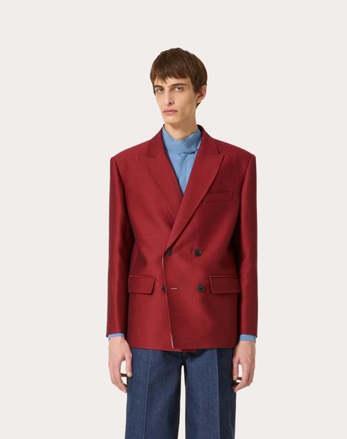 Valentino Double-breasted Wool And Silk Jacket In Red