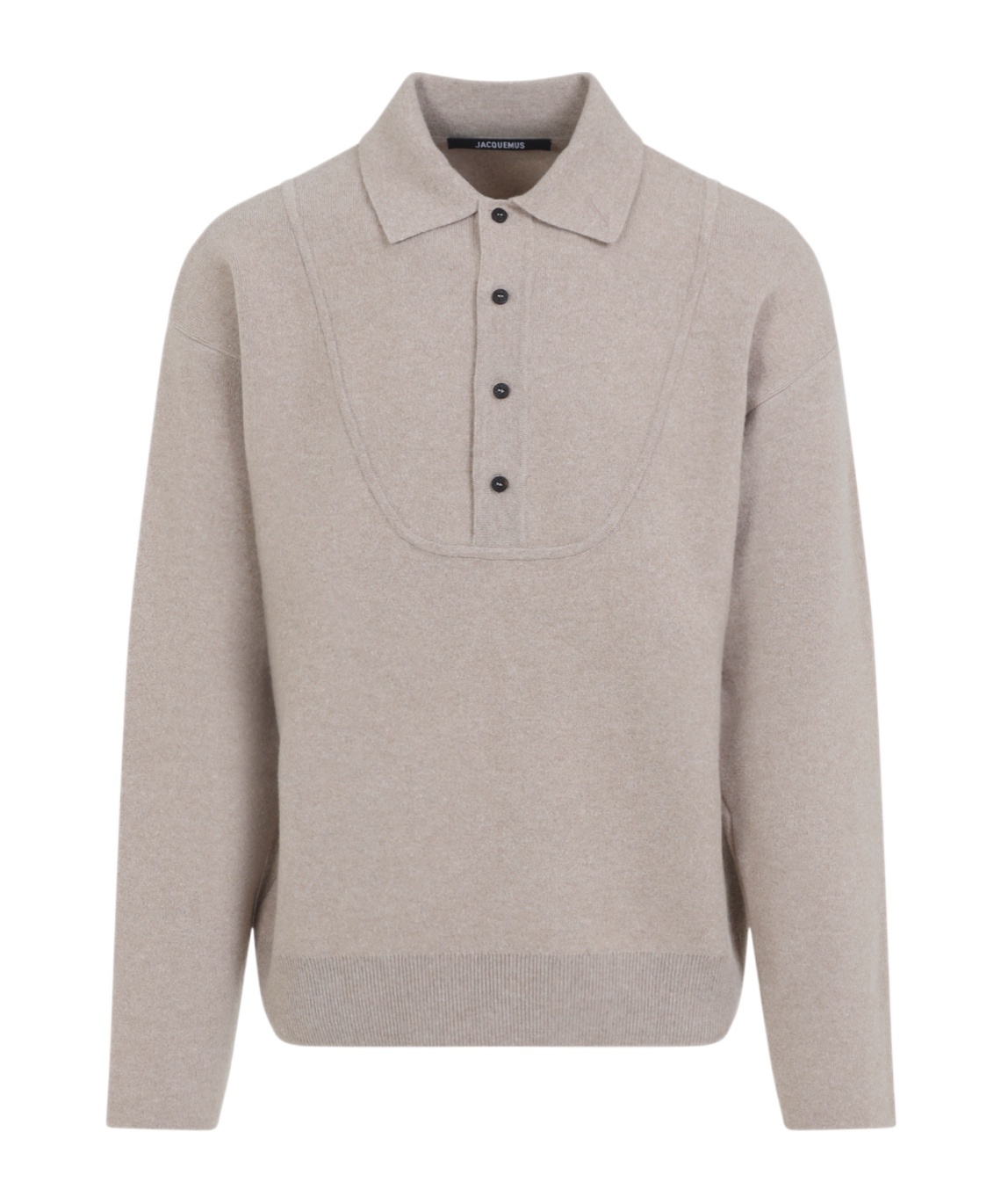 Jacquemus Collared Knitwear With Ribbed Cuffs And Hem In Gray