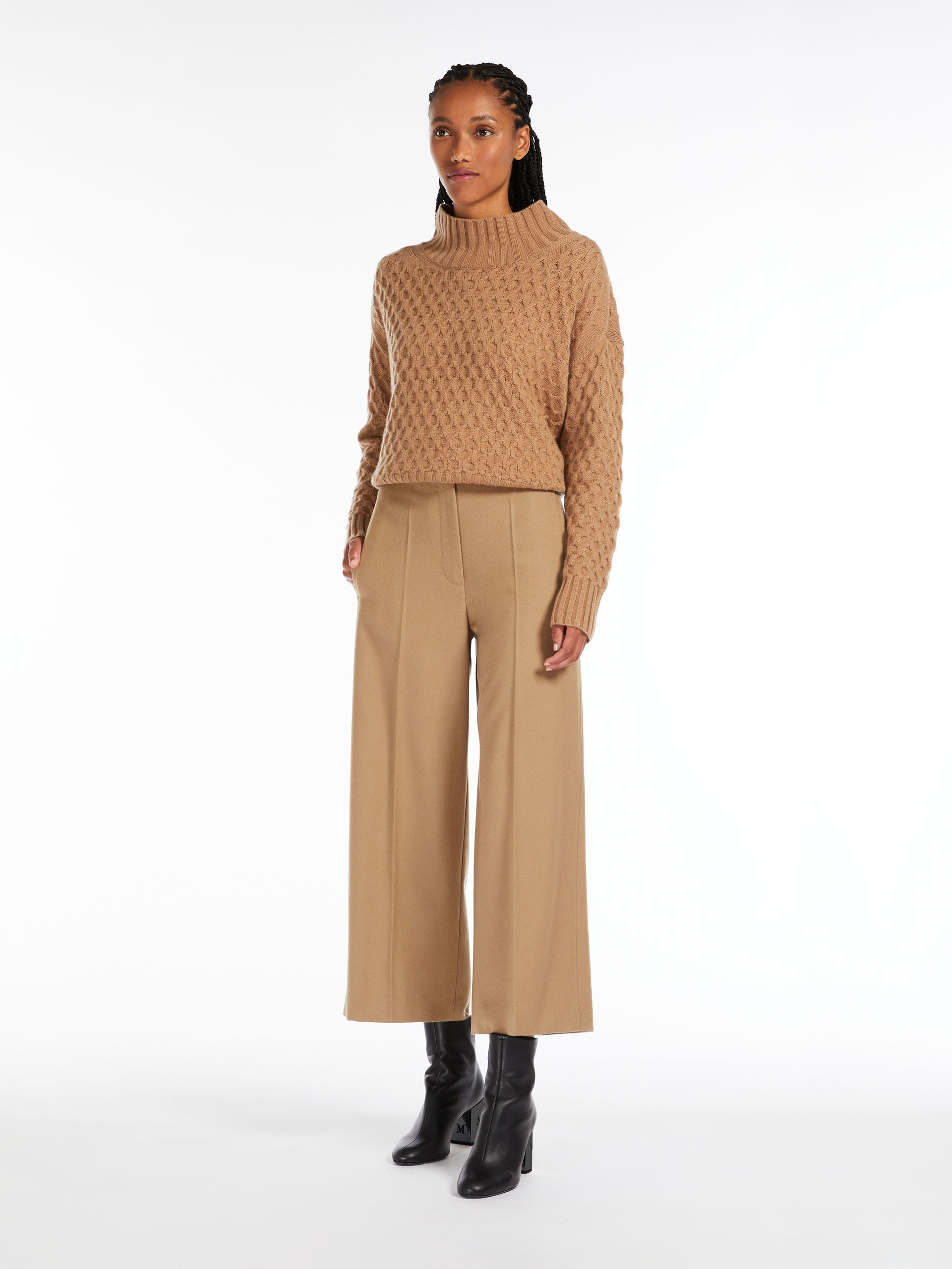 Max Mara Wool Nine Cents Casual Trousers In Nude