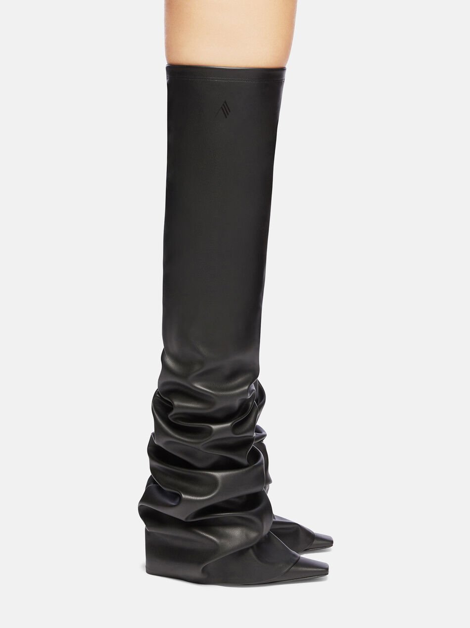 Attico Black "robin Otk" Thigh-high Boots In Black