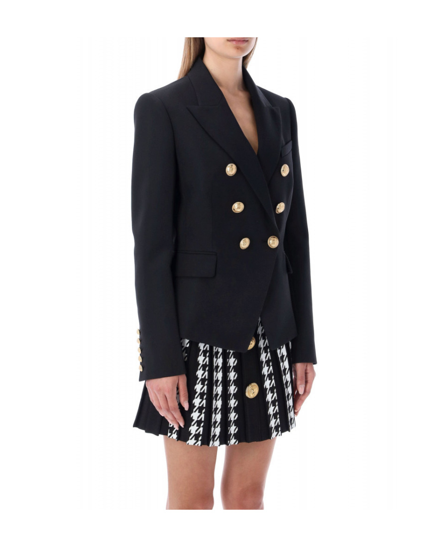 Balmain Grain De Poudre Double-breasted Jacket In Black