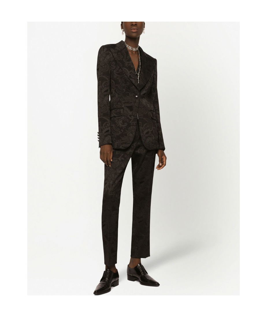 Dolce & Gabbana Floral Jacquard Pants In Black