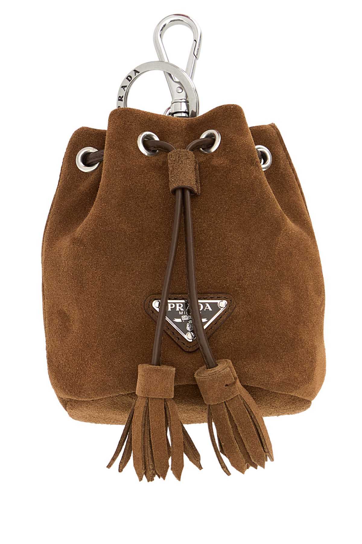 Prada Bucket Bag Keyring In Brown