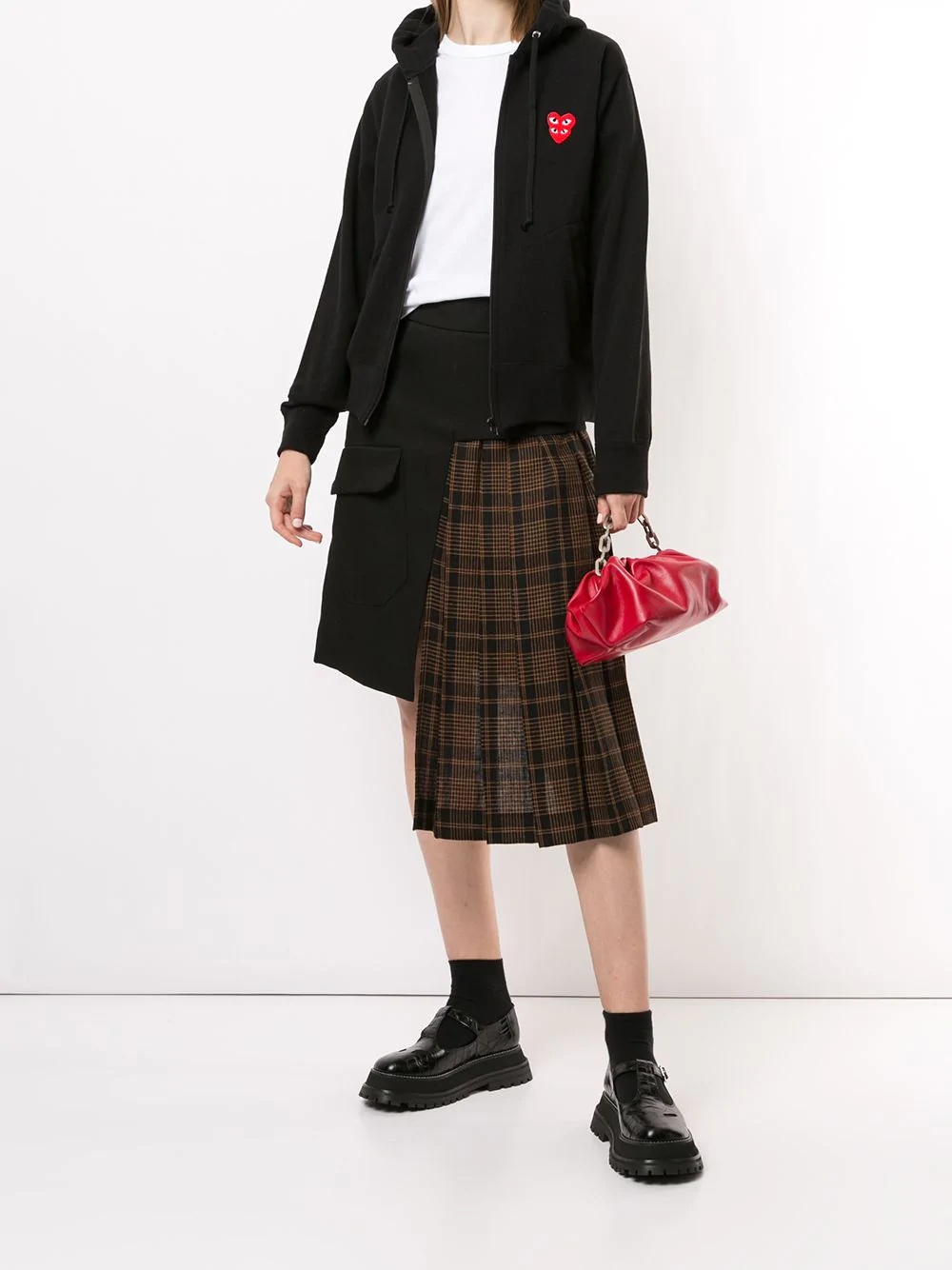 Comme Des Garçons Play Heart Motif Zip Hoodie In Black