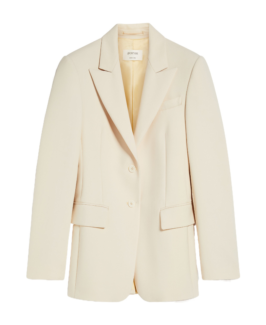 Sportmax Single-breasted Wool Suit Jacket In White