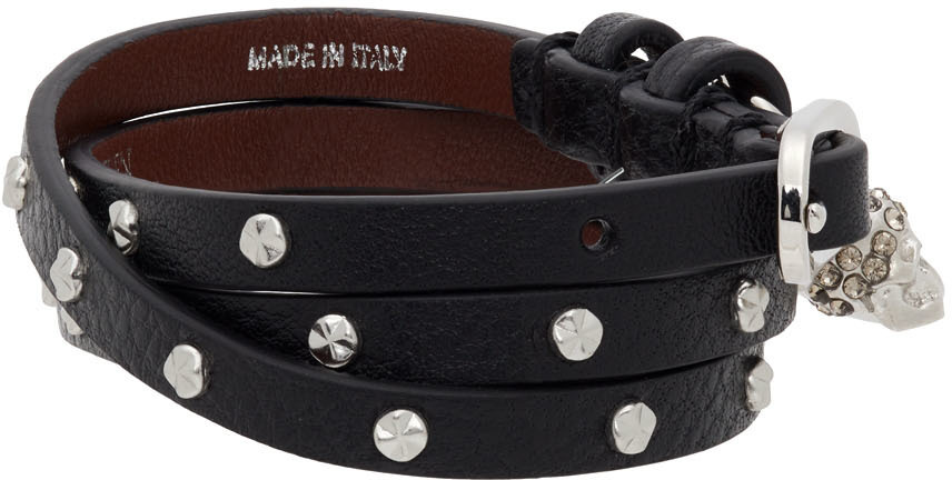 Alexander Mcqueen Wraparound Studded Bracelet In Black