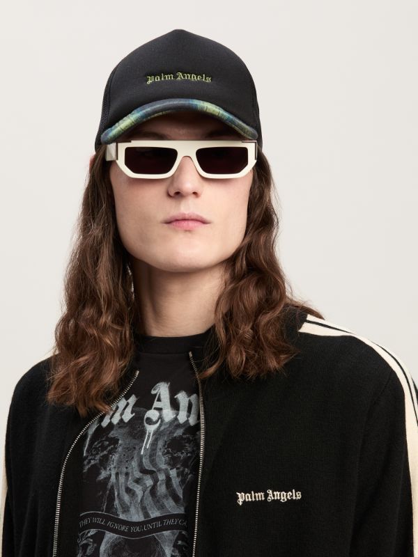 Shop Palm Angels Logo Embroidered Zip-up Jacket In Black