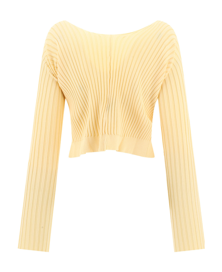 Jacquemus La Maille Pralù Ribbed Cardigan In Nude