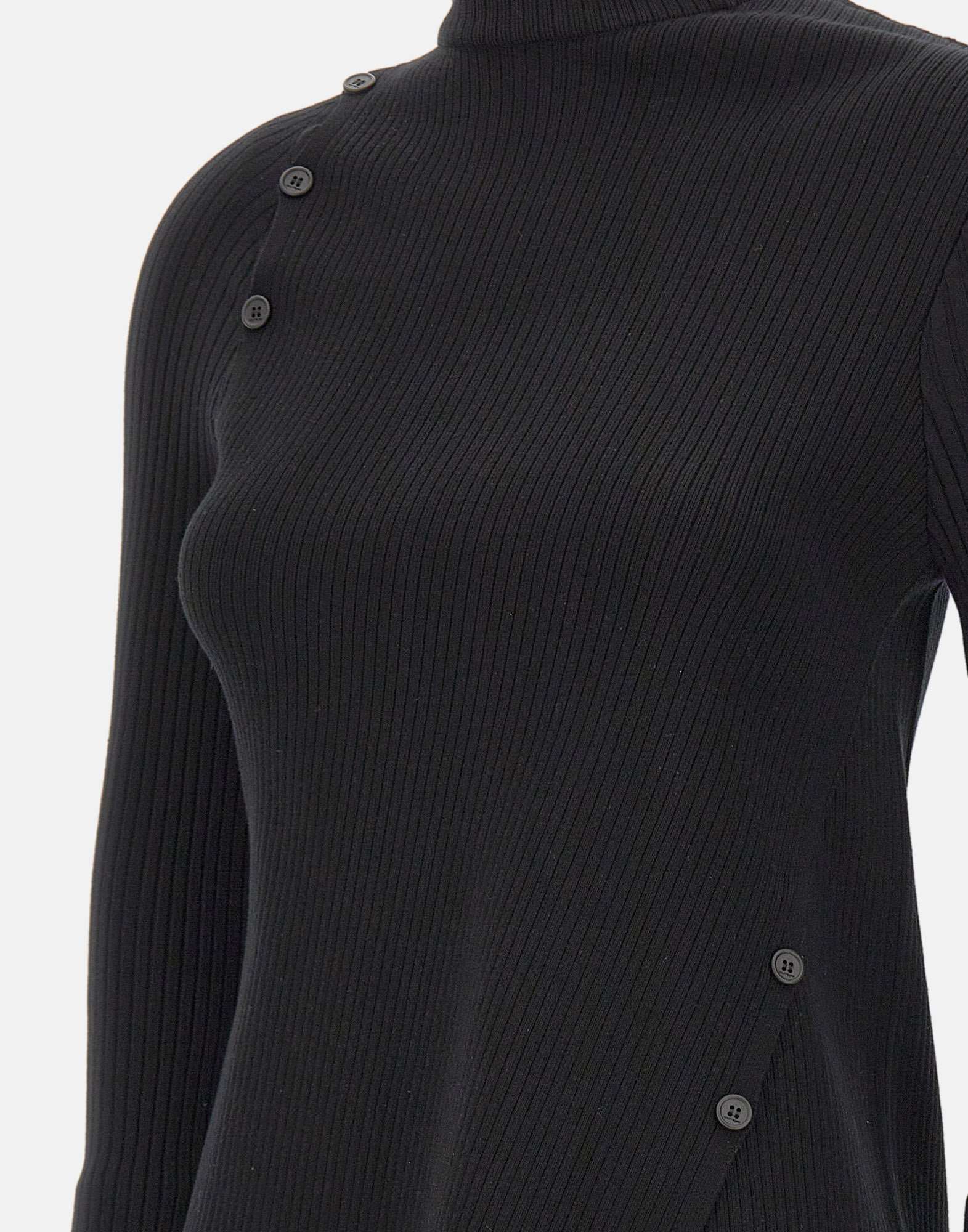 Courrèges High-neck Long-sleeved Sweater In Black