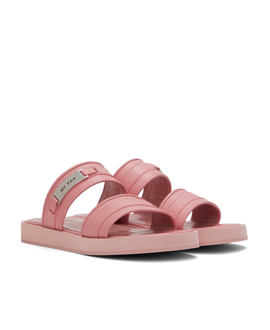By Far Easy Leather Sandals In Pink