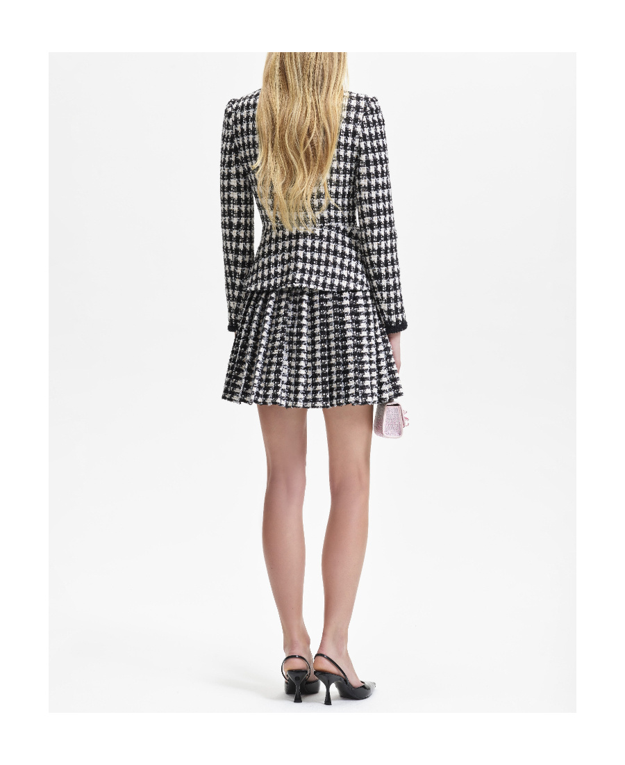 Self-portrait Round-neck Long-sleeved Jacket And Skirt Suit In Black