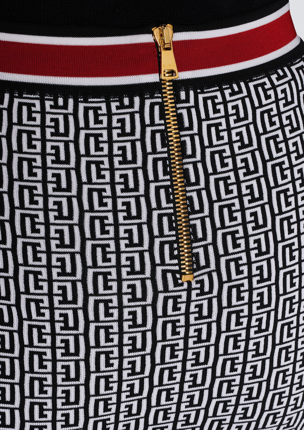 Balmain Multicolor Buttoned Monogram Knit Mini Skirt In Black